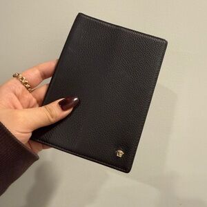 Versace Black Leather Passport Holder